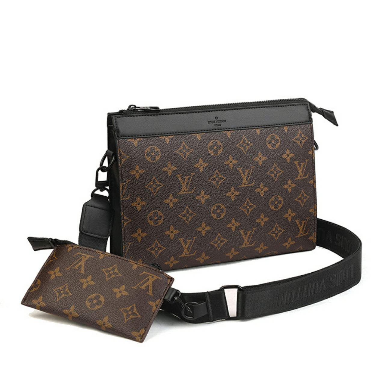 Louis Vuitton en toile Monogram Macassar avec des détails en cuir noir